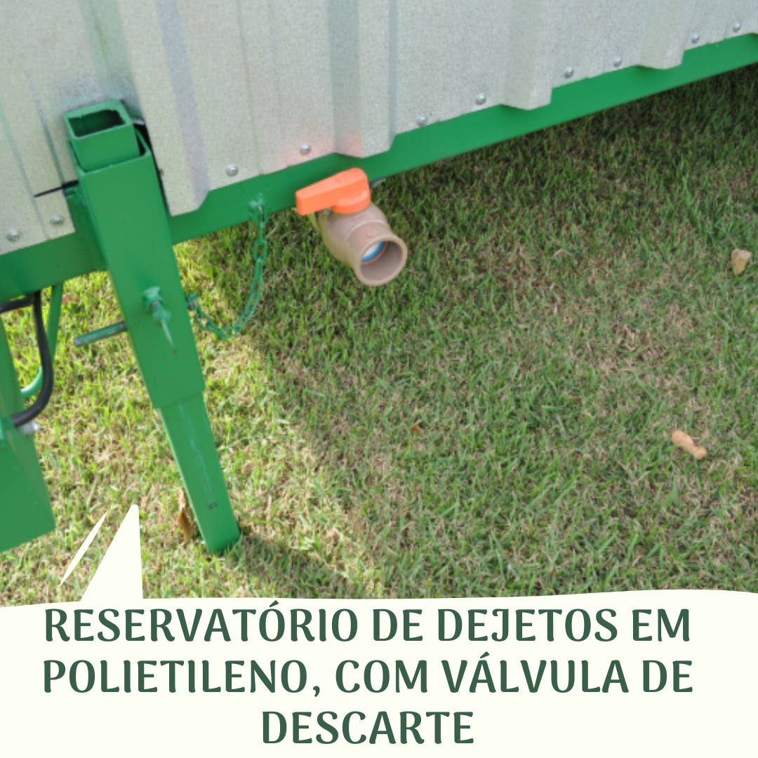 Reservatório de dejetos em polietileno, com válvula de descarte