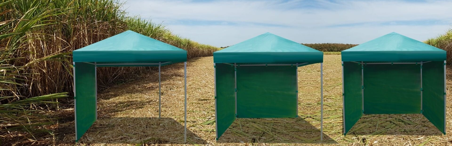 Três configurações da Tenda Robusta com paredes individuais